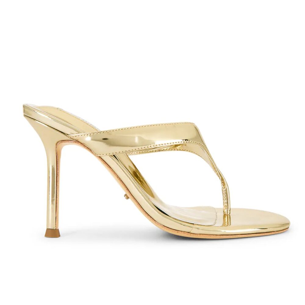 NEW Tony Bianco Dynasty Heel in Gold Shine Heeled Sandal Flip Flops Thongs 5